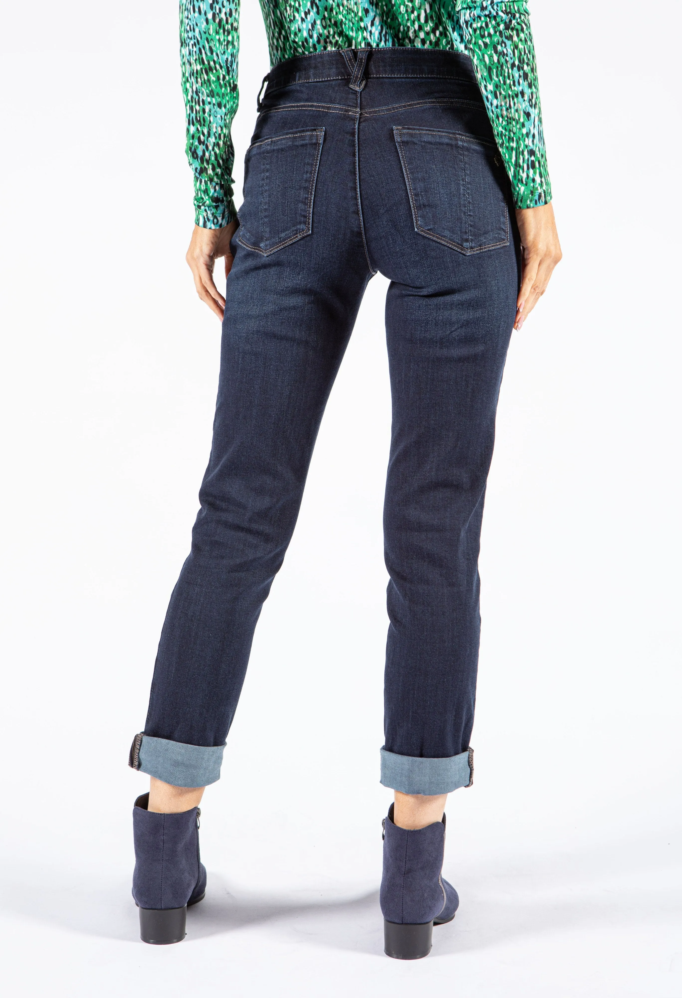 Ab solution Mid Rise Indigo Girlfriend Jeans