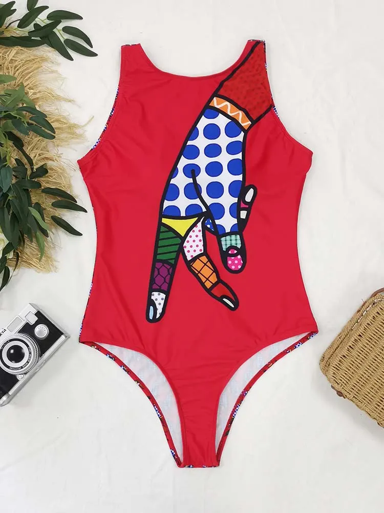 Abstract Painting One Piece Swimsuit