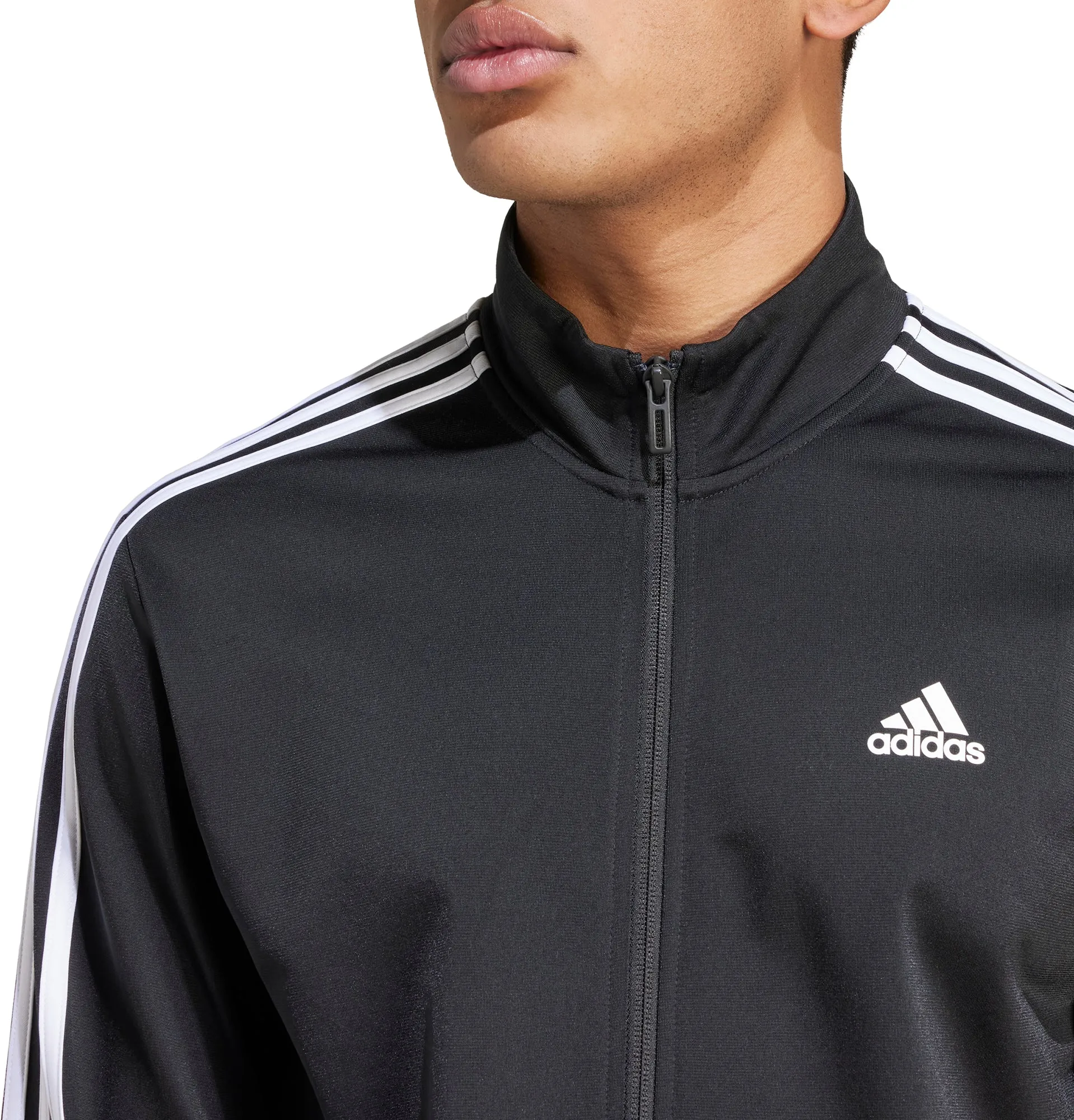 adidas Essentials Warm Up 3 Stripes Mens Track Jacket - Black