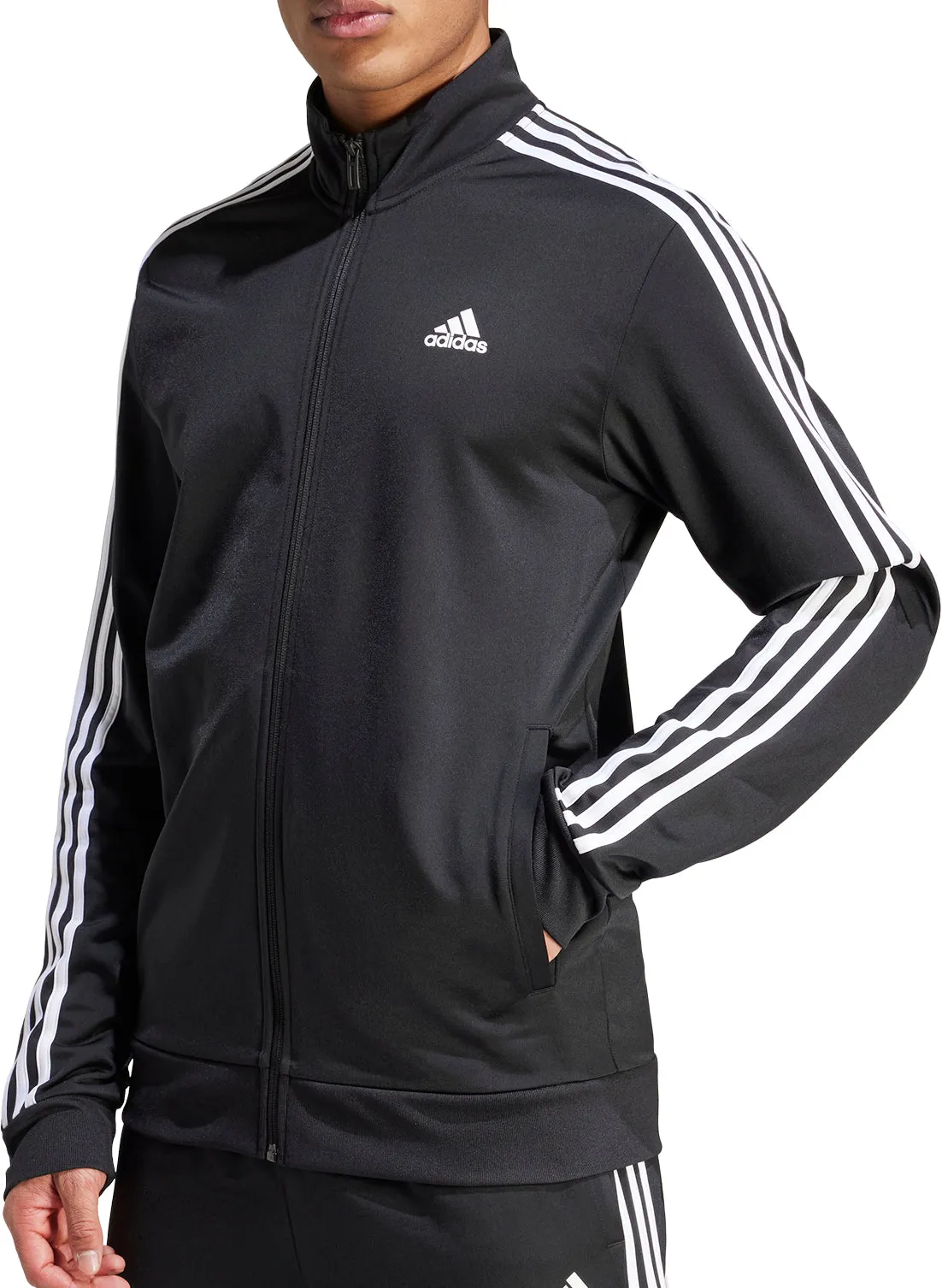 adidas Essentials Warm Up 3 Stripes Mens Track Jacket - Black