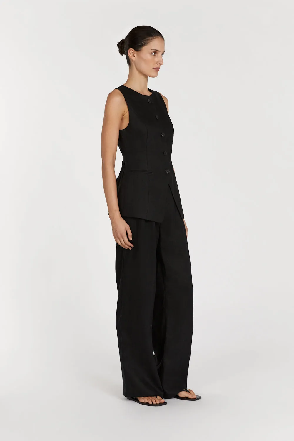 ALESSIA BLACK LINEN VEST