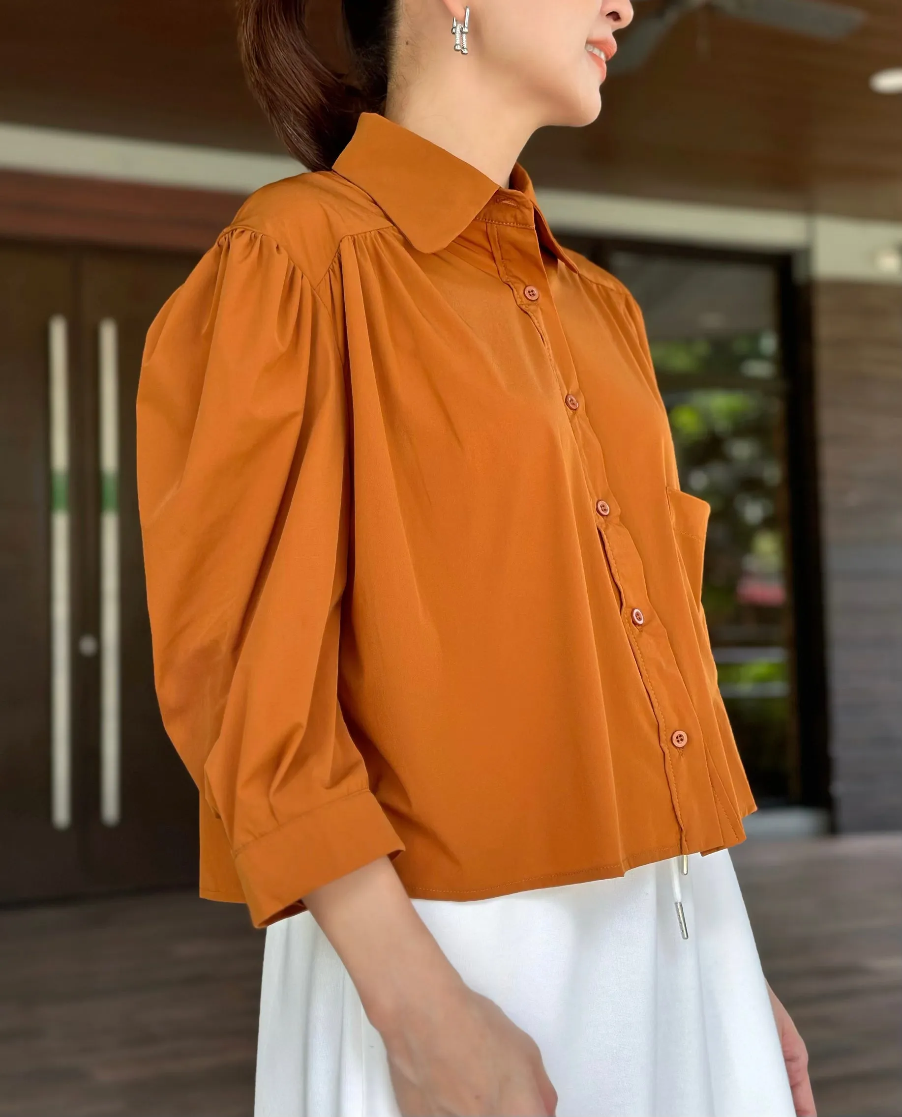 Alina Short Sleeved Top in Rust