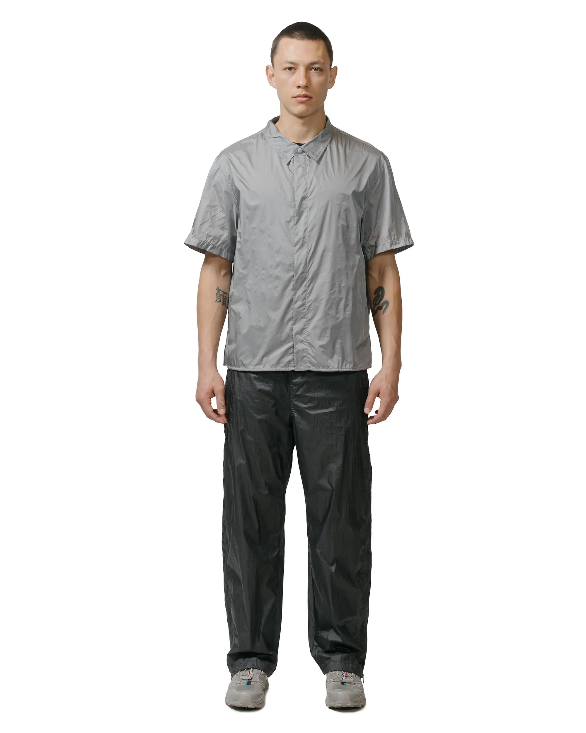 Amomento Nylon Short Sleeve Shirts Blue Grey