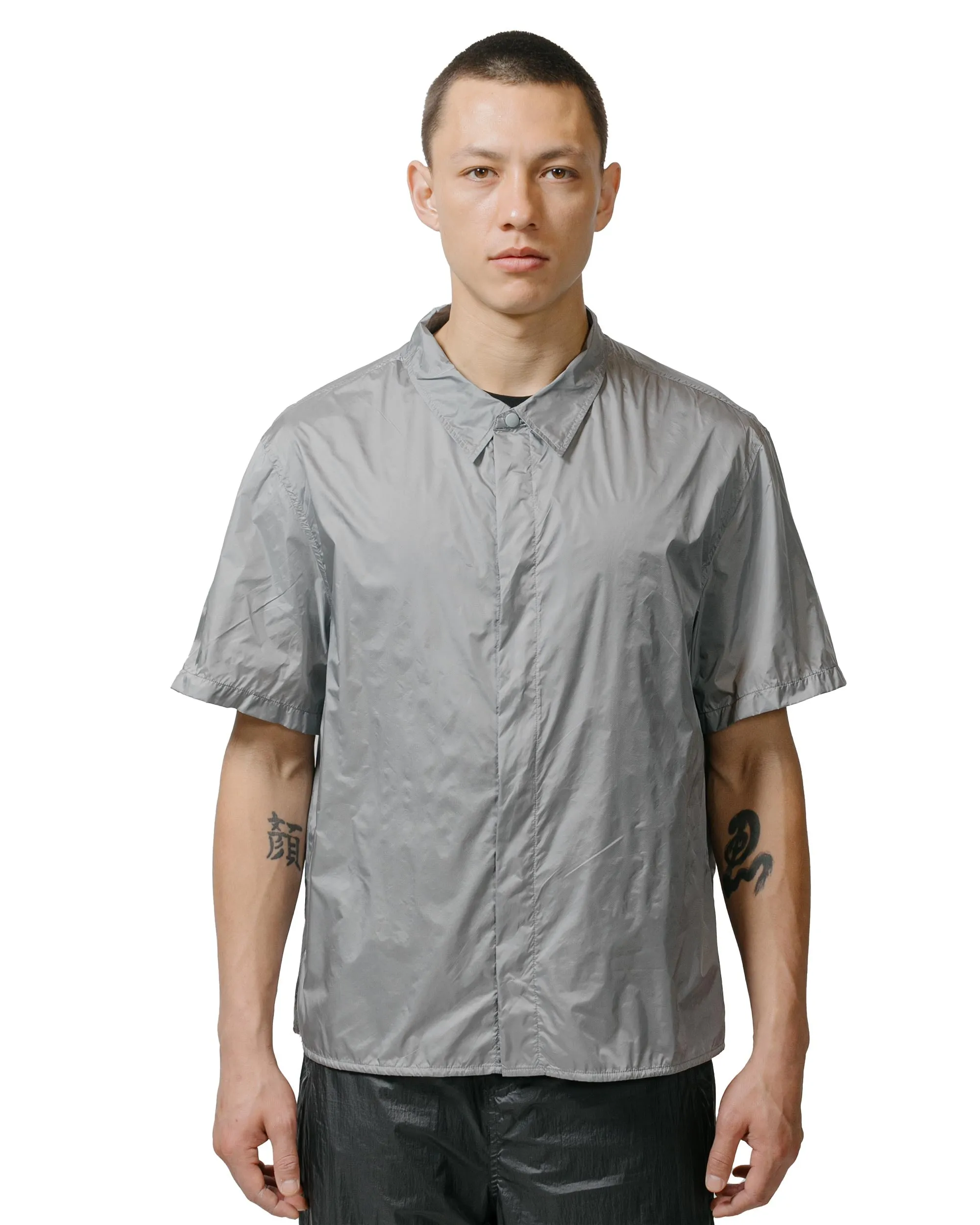 Amomento Nylon Short Sleeve Shirts Blue Grey