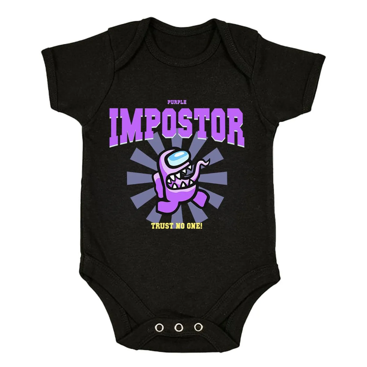 Among Us Trust No One! Impostor Short Sleeved Black Purple Baby & Toddler Body Suit