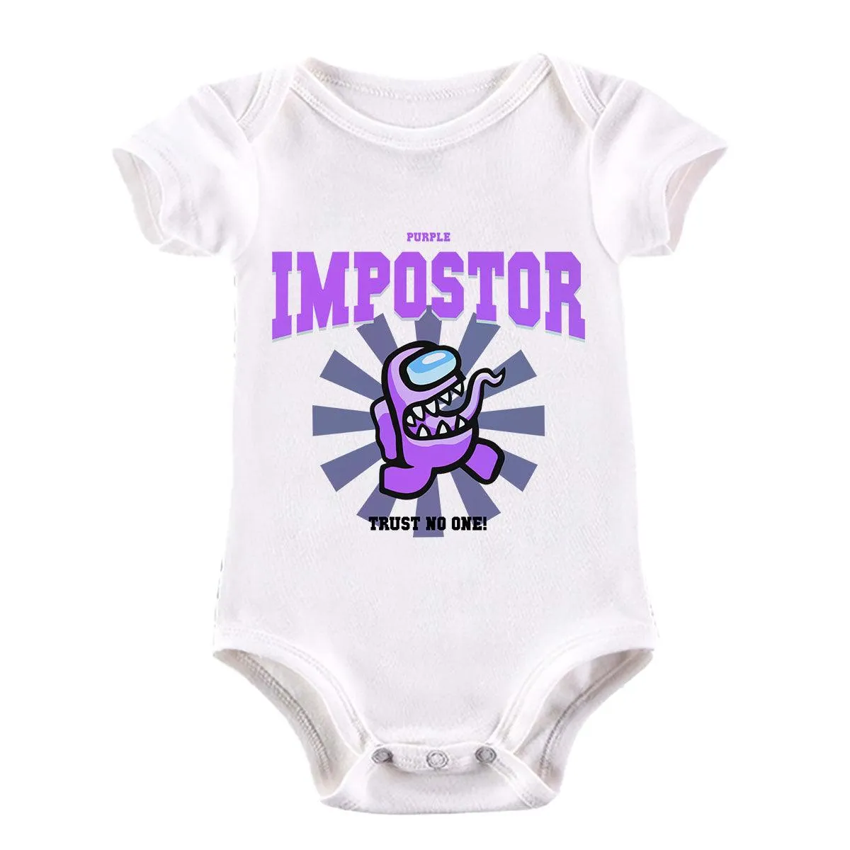 Among Us Trust No One! Impostor Short Sleeved Black Purple Baby & Toddler Body Suit