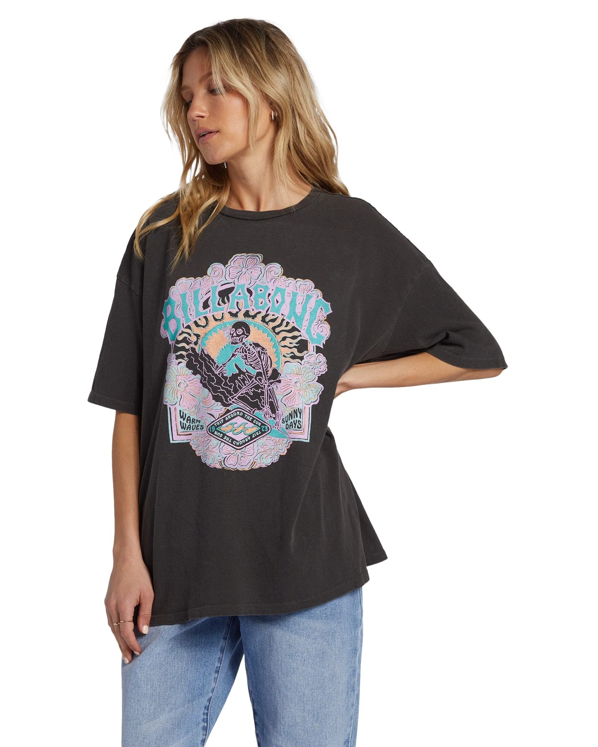 BILLABONG Women's Warm Waves T-Shirt Off Black