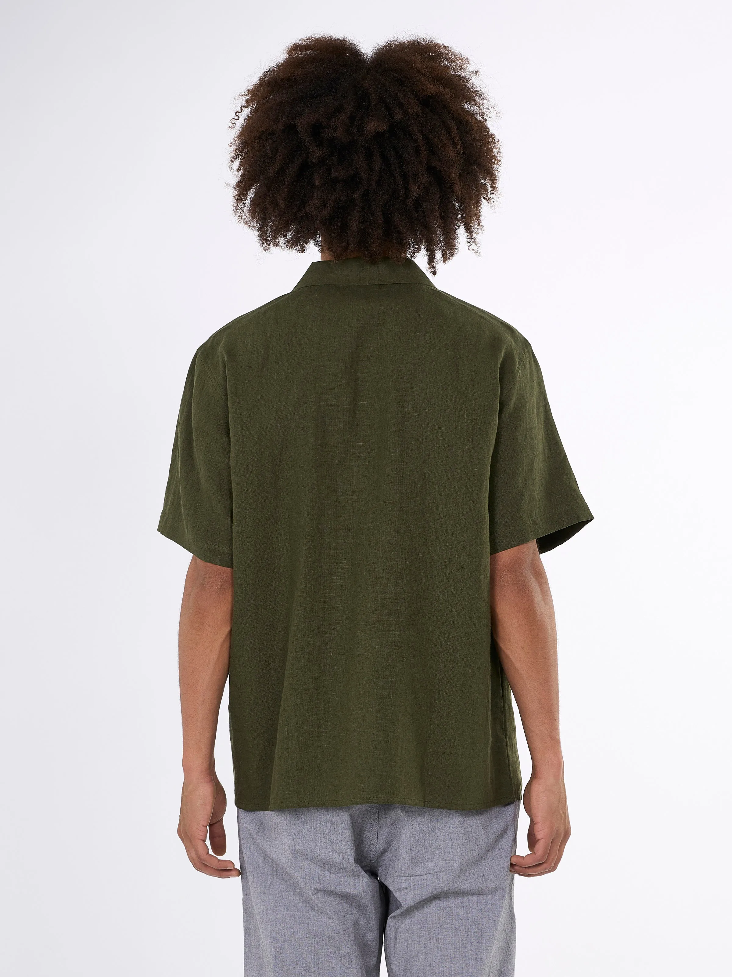 Box fit short sleeved linen shirt - Forrest Night