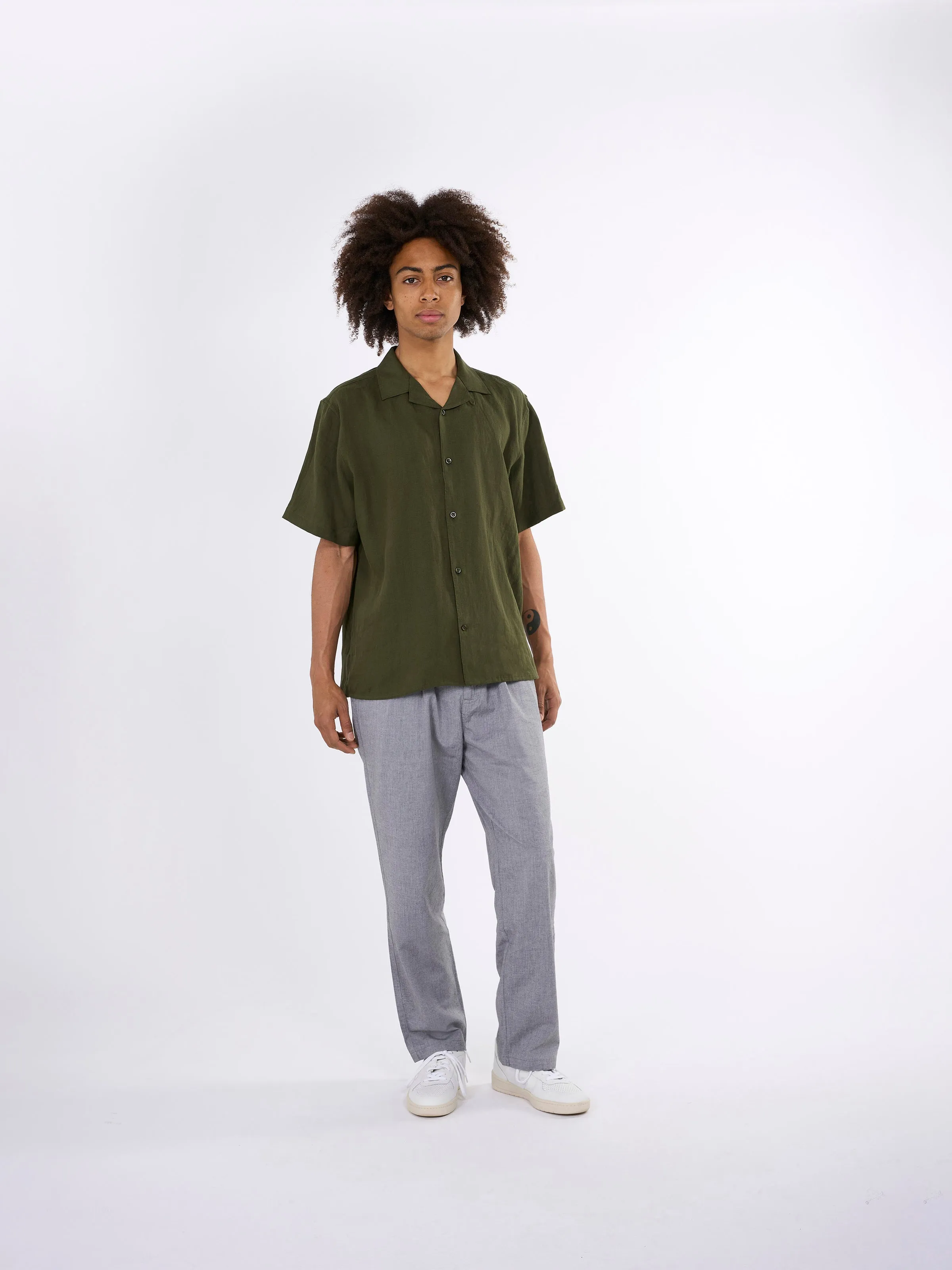 Box fit short sleeved linen shirt - Forrest Night