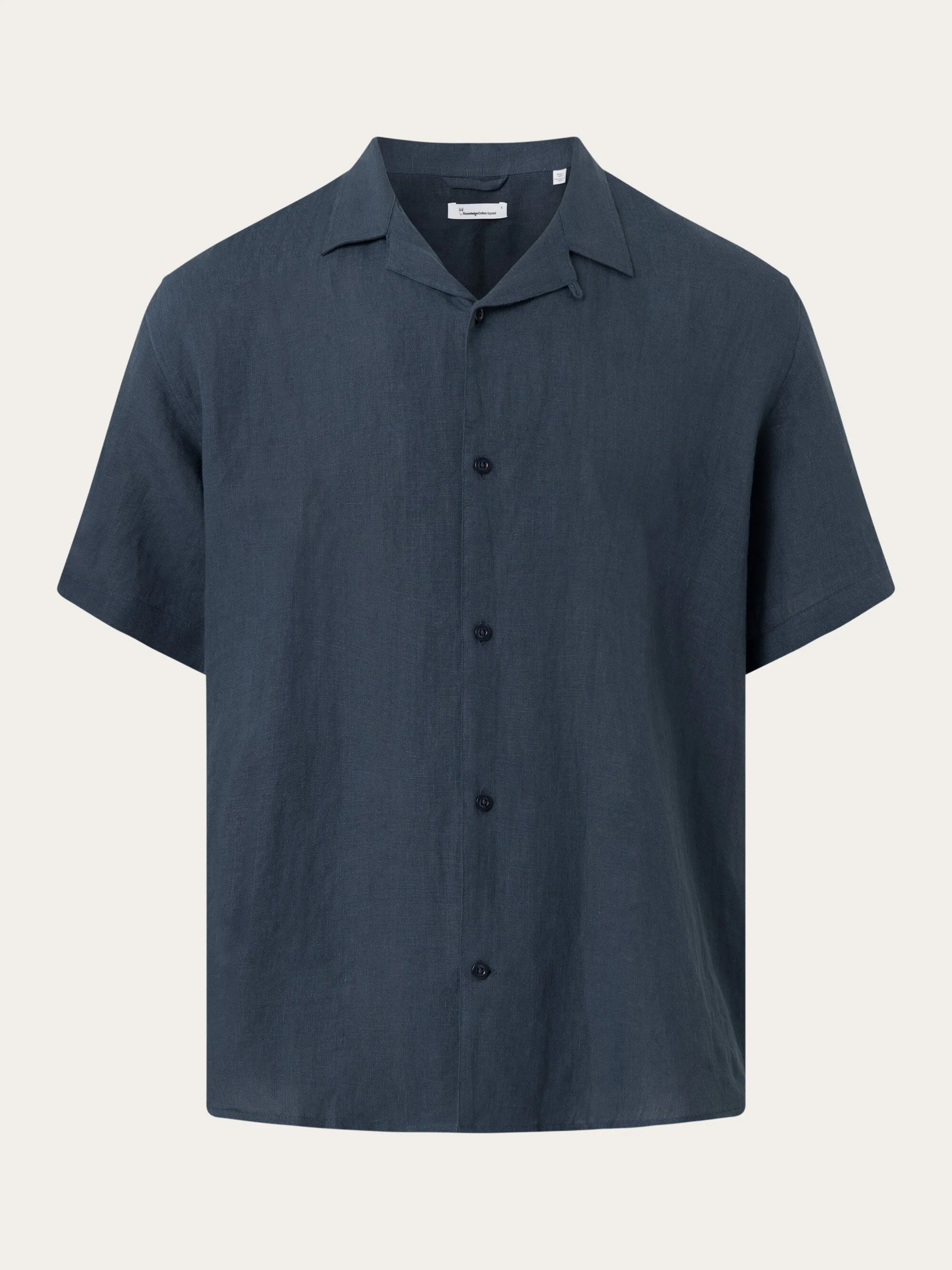 Box fit short sleeved linen shirt - Total Eclipse