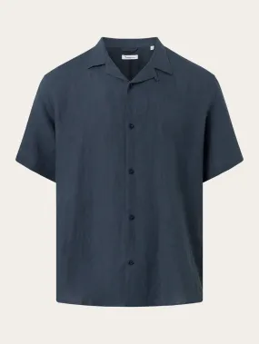 Box fit short sleeved linen shirt - Total Eclipse