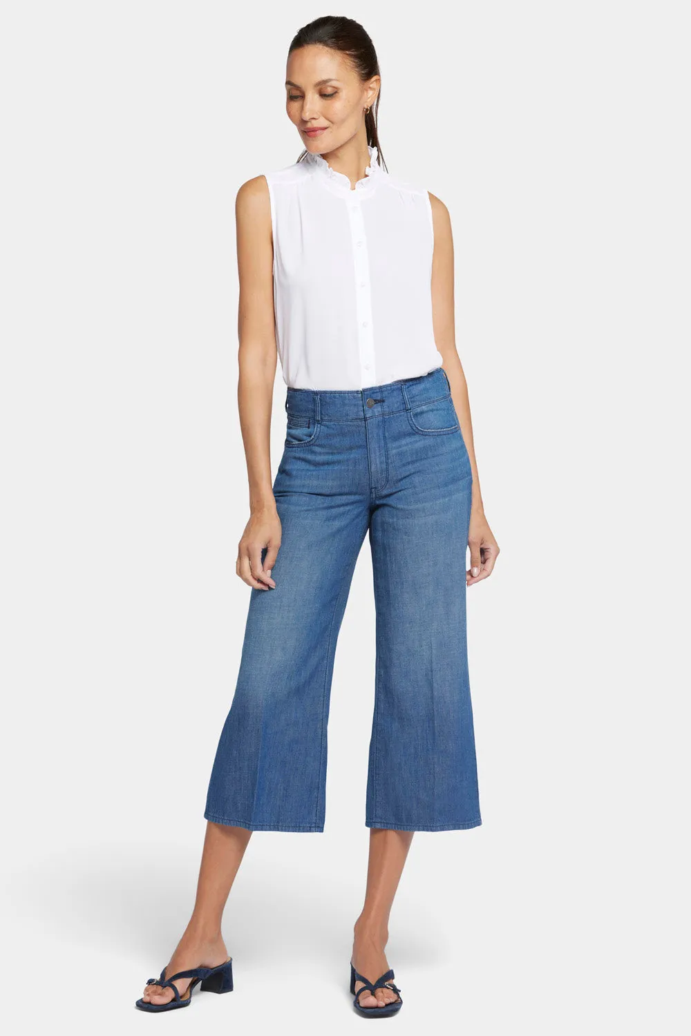 Brigitte Wide Leg Capri Jeans - Mission Blue