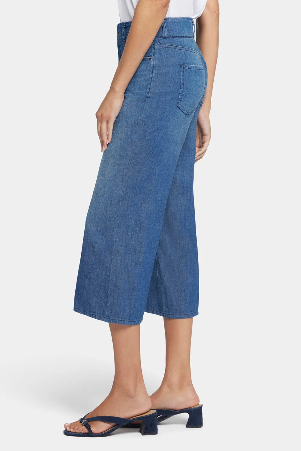 Brigitte Wide Leg Capri Jeans - Mission Blue