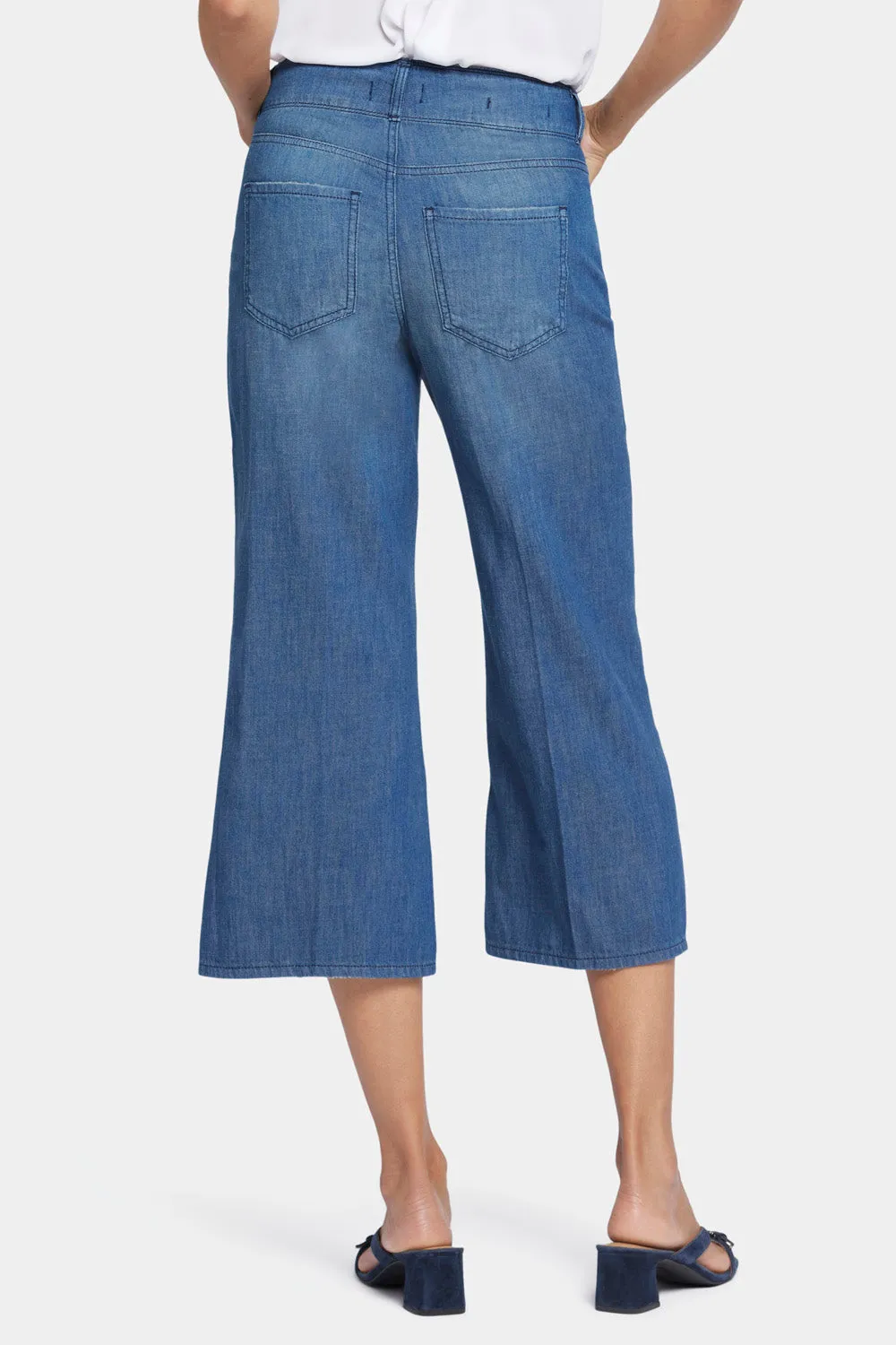 Brigitte Wide Leg Capri Jeans - Mission Blue