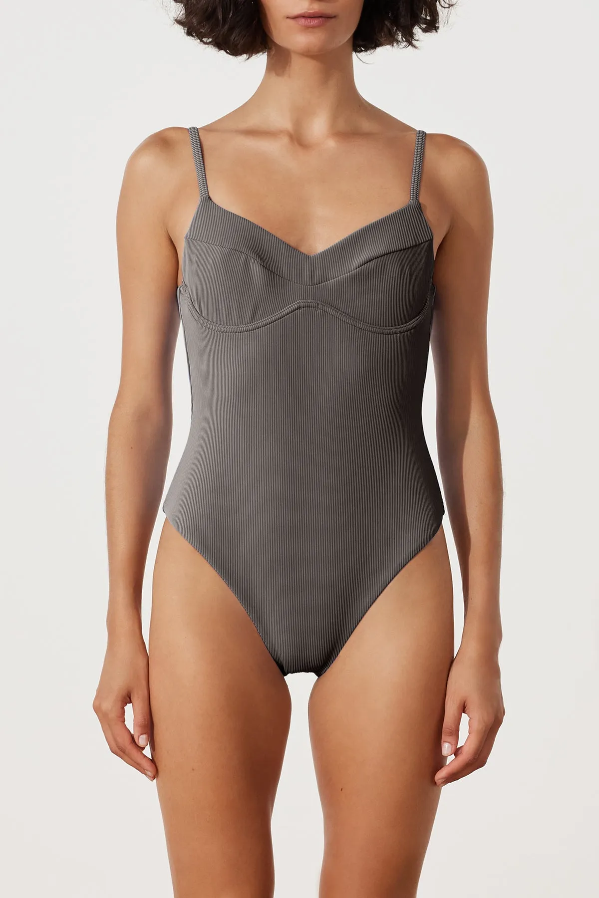 Charcoal Stripe One Piece