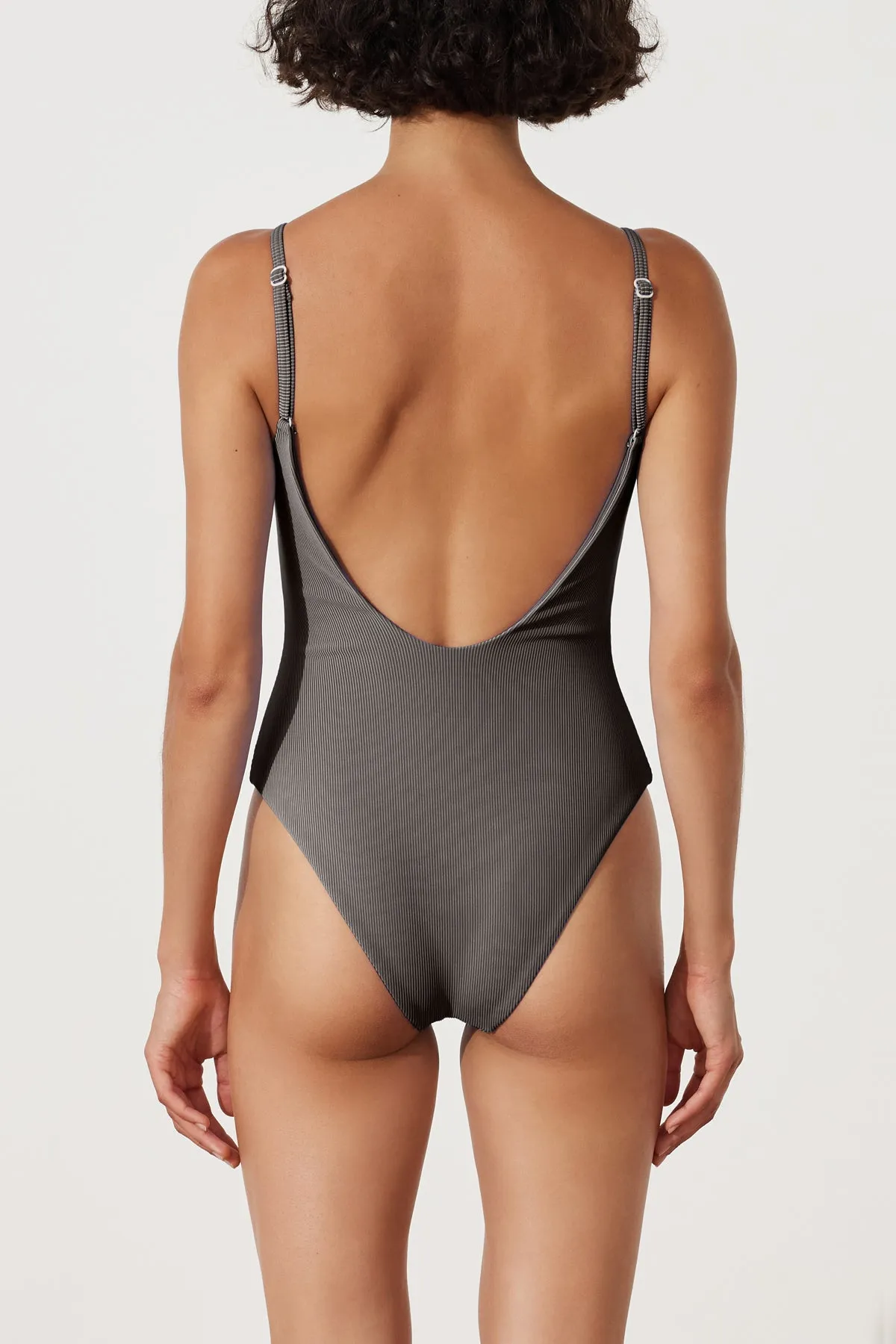 Charcoal Stripe One Piece