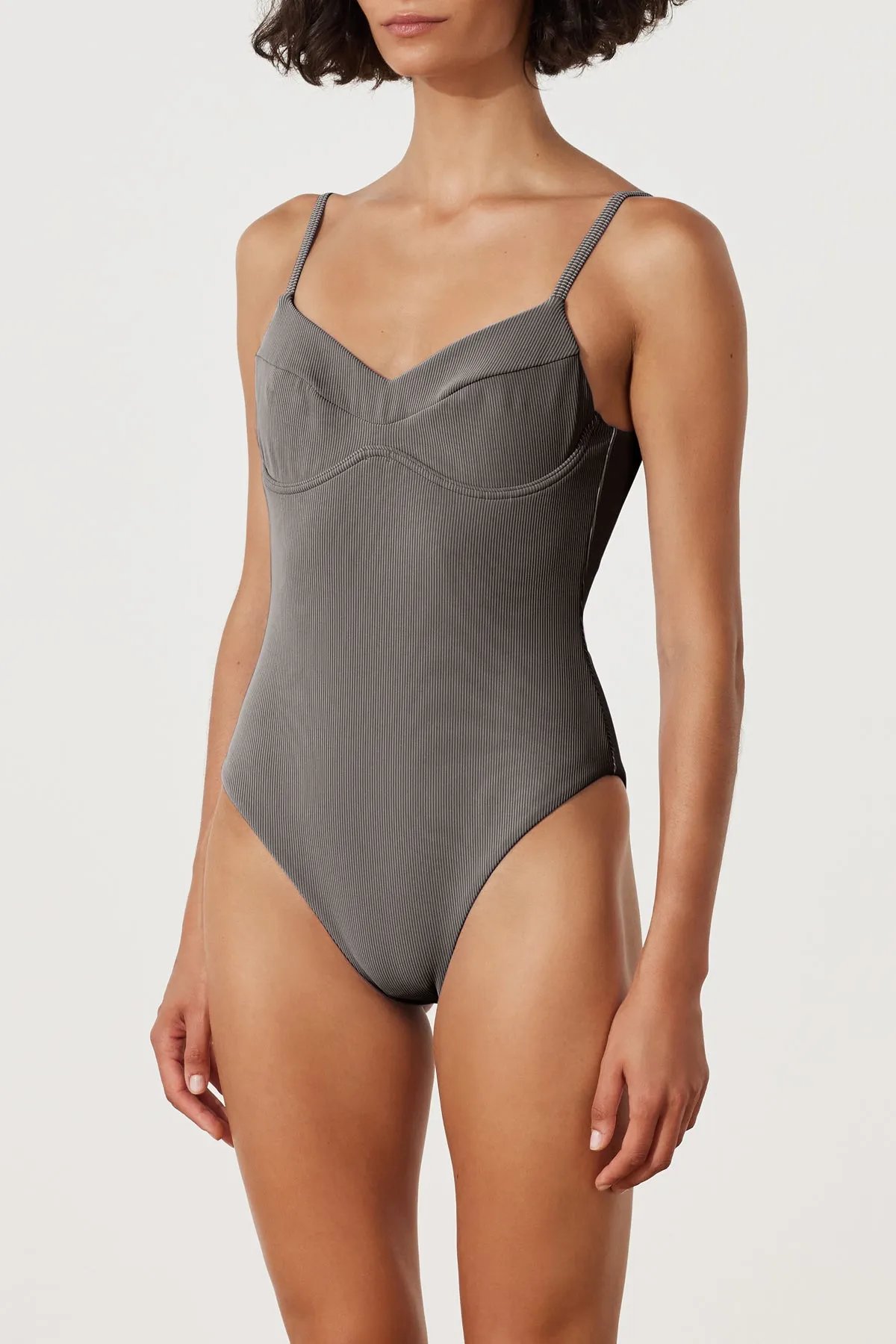 Charcoal Stripe One Piece