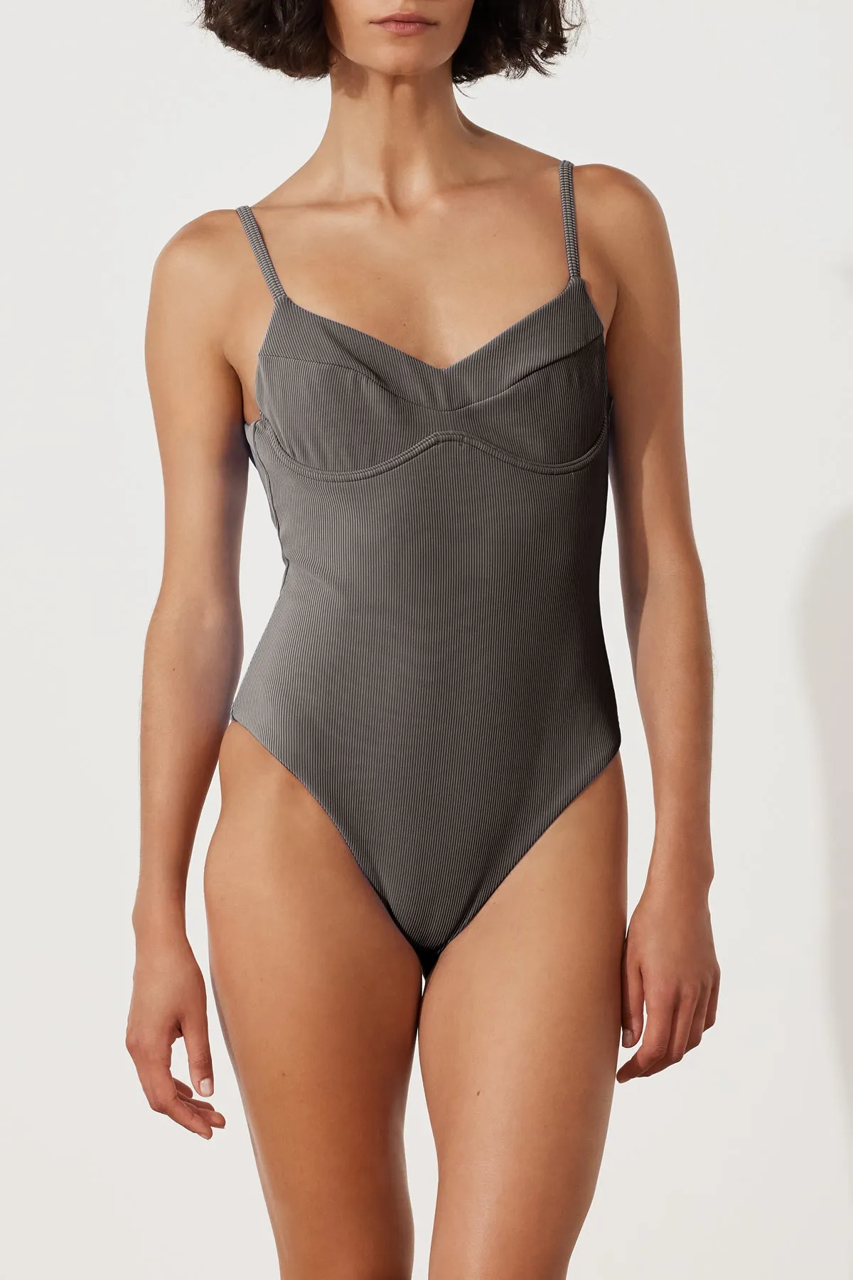 Charcoal Stripe One Piece