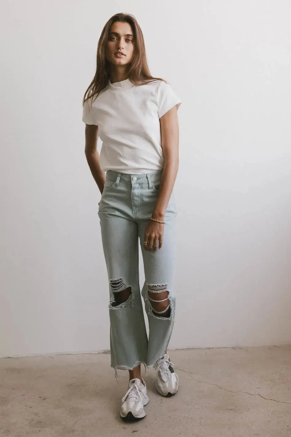 Charlie Distressed Jeans in Seafoam