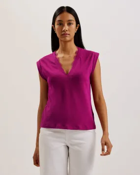 Effiy V-Neck Vest With Lace Neckline Purple