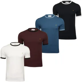 Farah Mens 'Groves Ringer' Crew Neck T-Shirt. Short Sleeved.