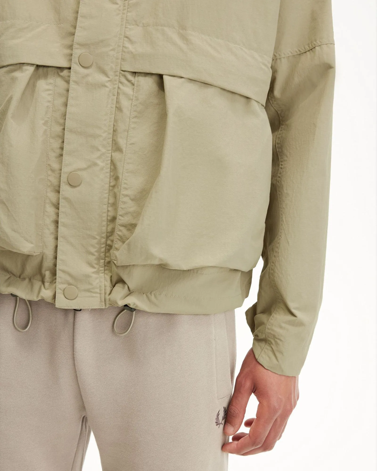 Fred Perry Cropped Parka - Warm Grey