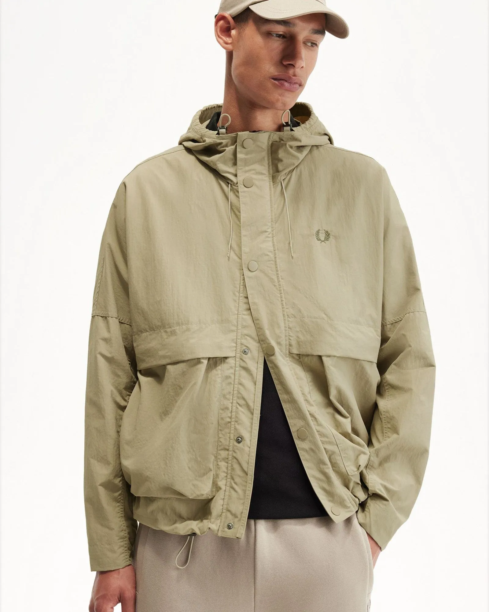 Fred Perry Cropped Parka - Warm Grey