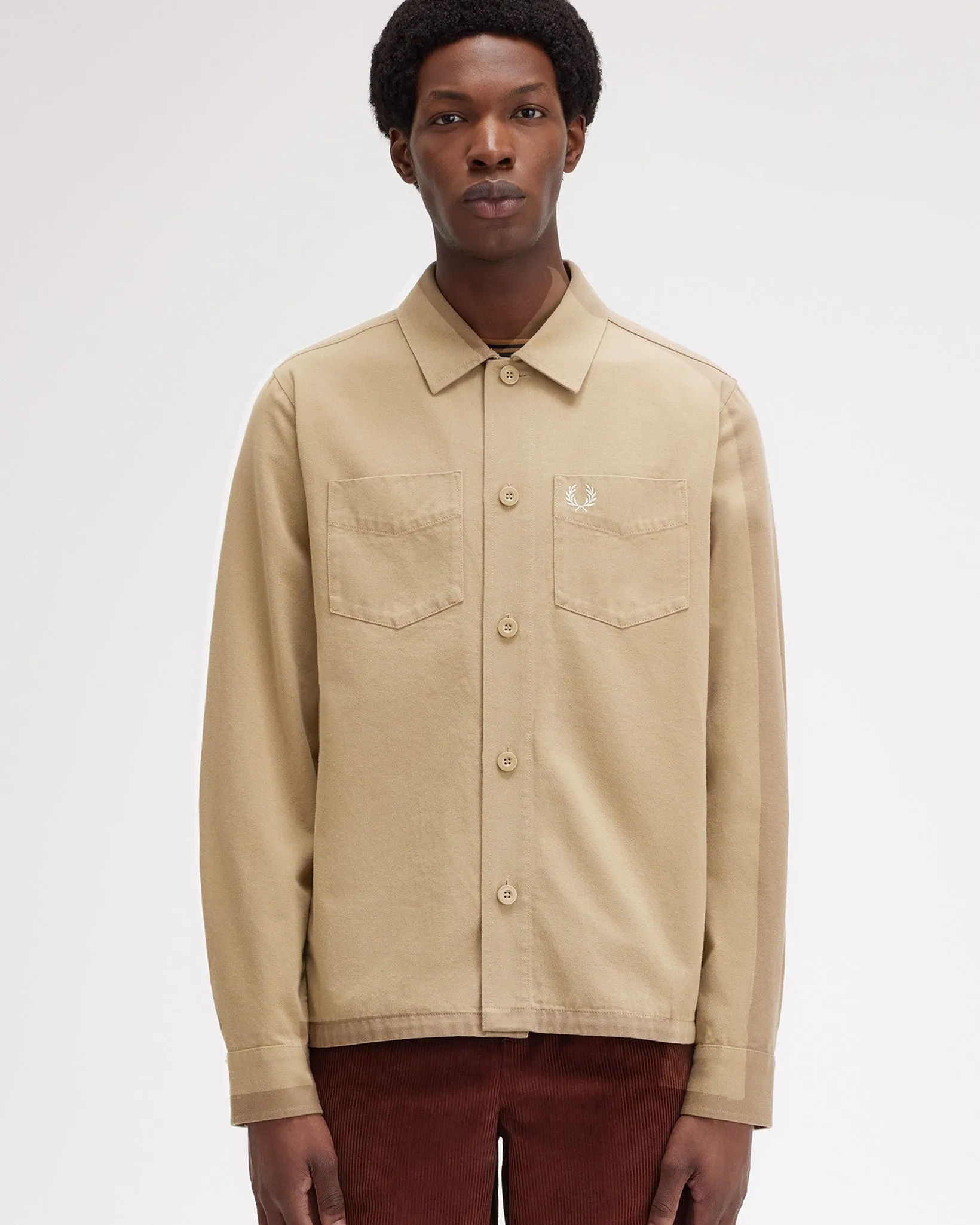 Fred Perry Twill Overshirt - Warm Stone