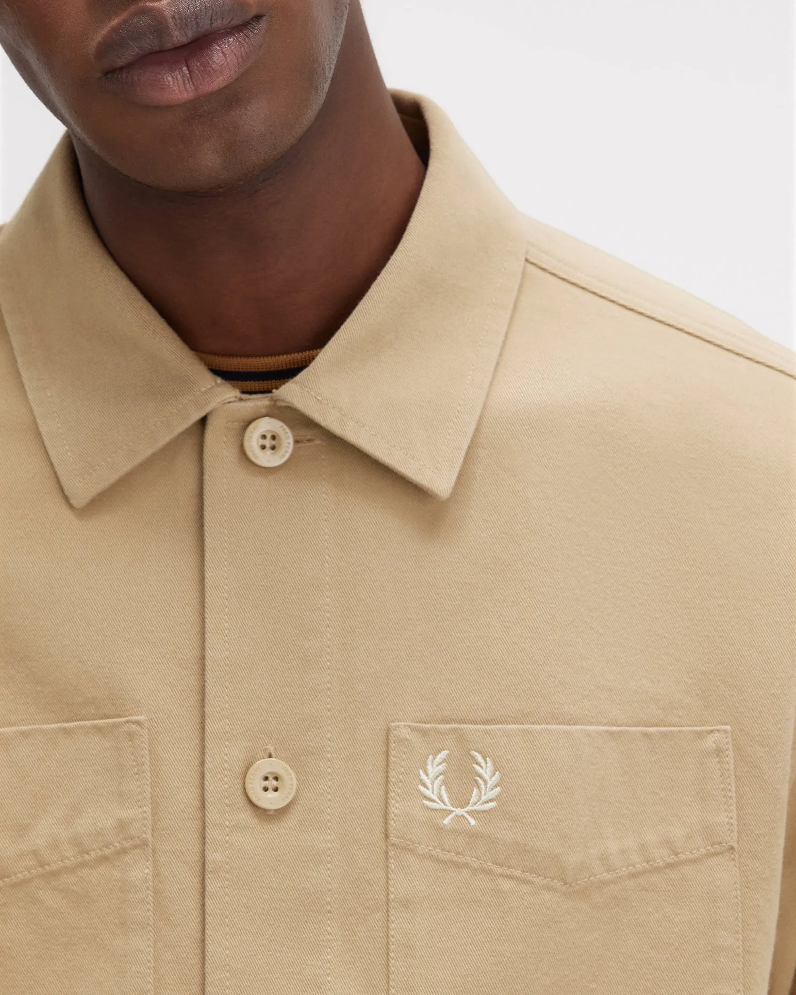 Fred Perry Twill Overshirt - Warm Stone