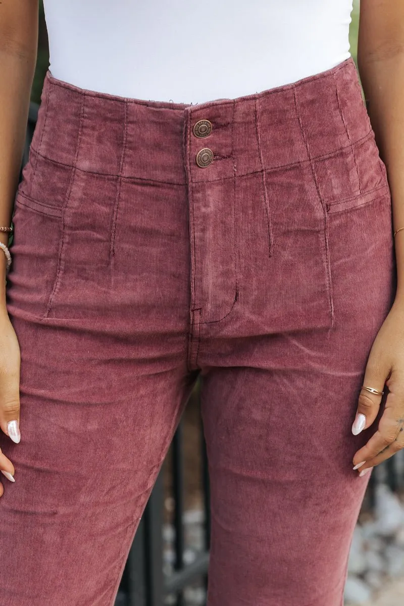 Free People Jayde Cord Flare Jeans - Plum