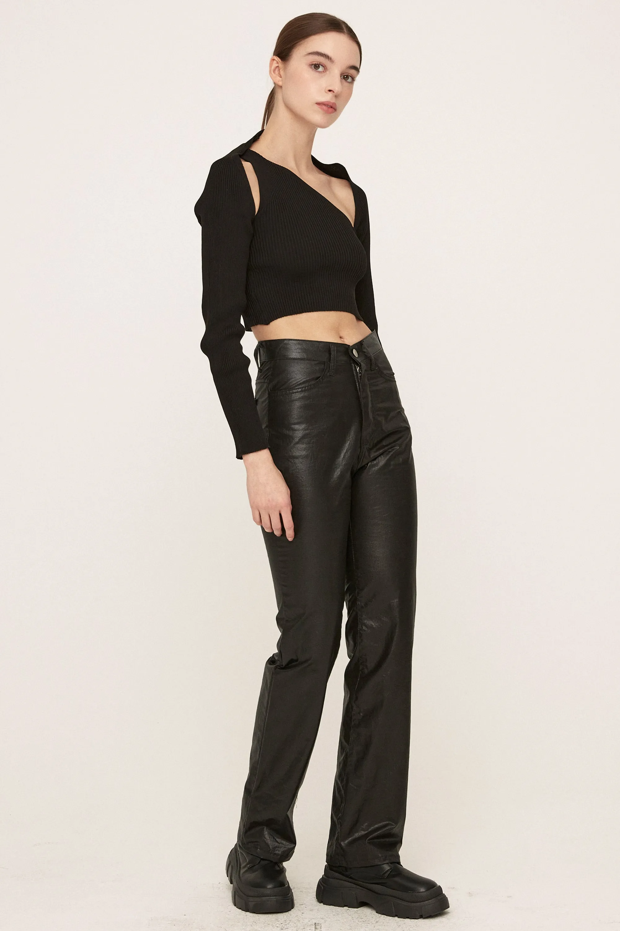 Freyja Coated Leather-like Pants