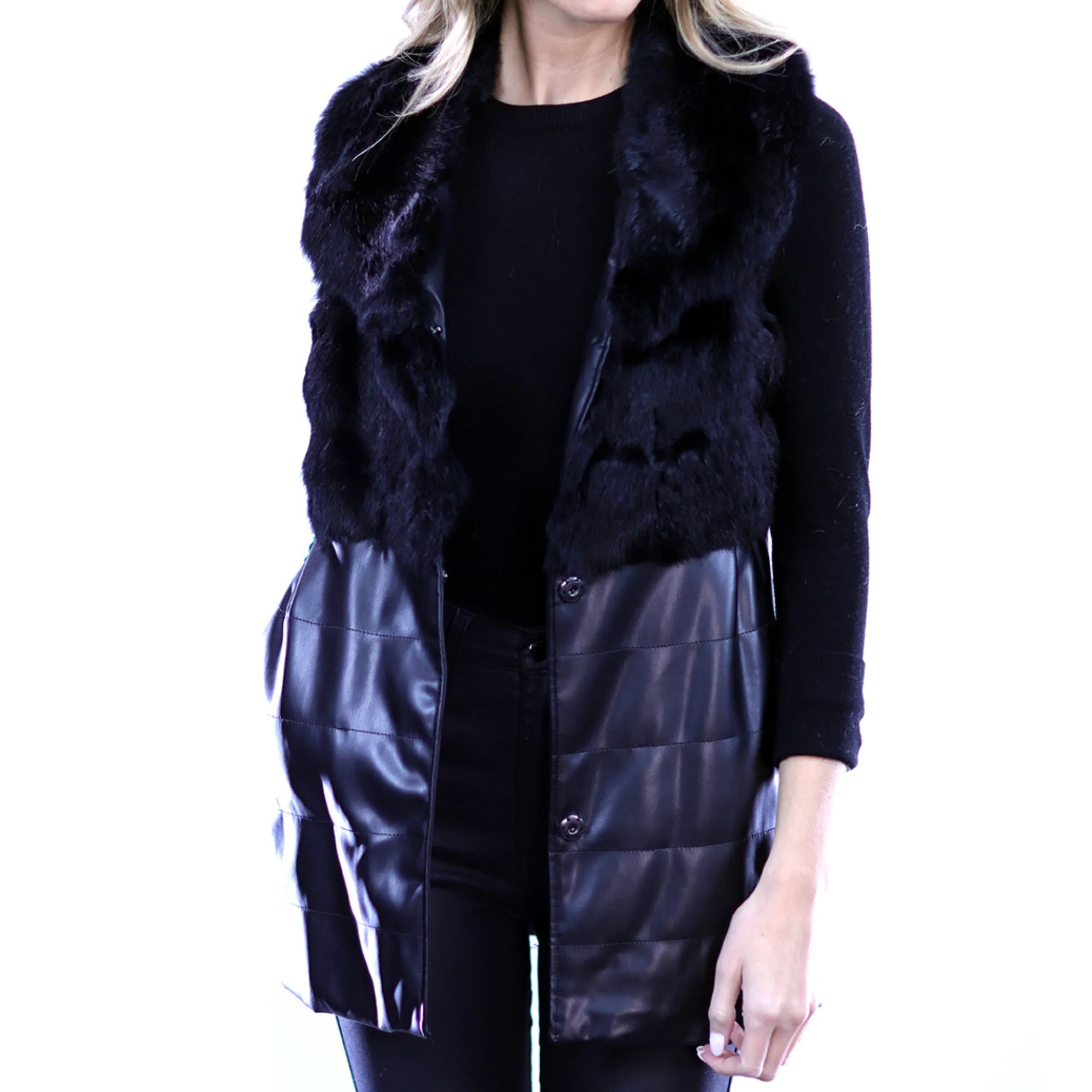 Fur Vest- Black