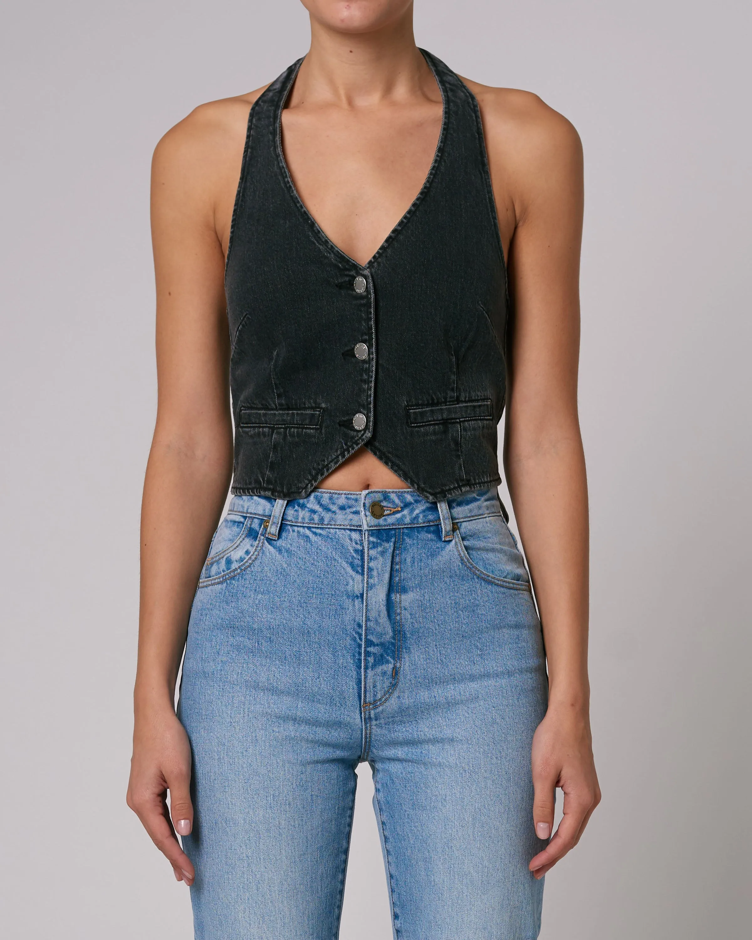 Halter Vest Washed Black