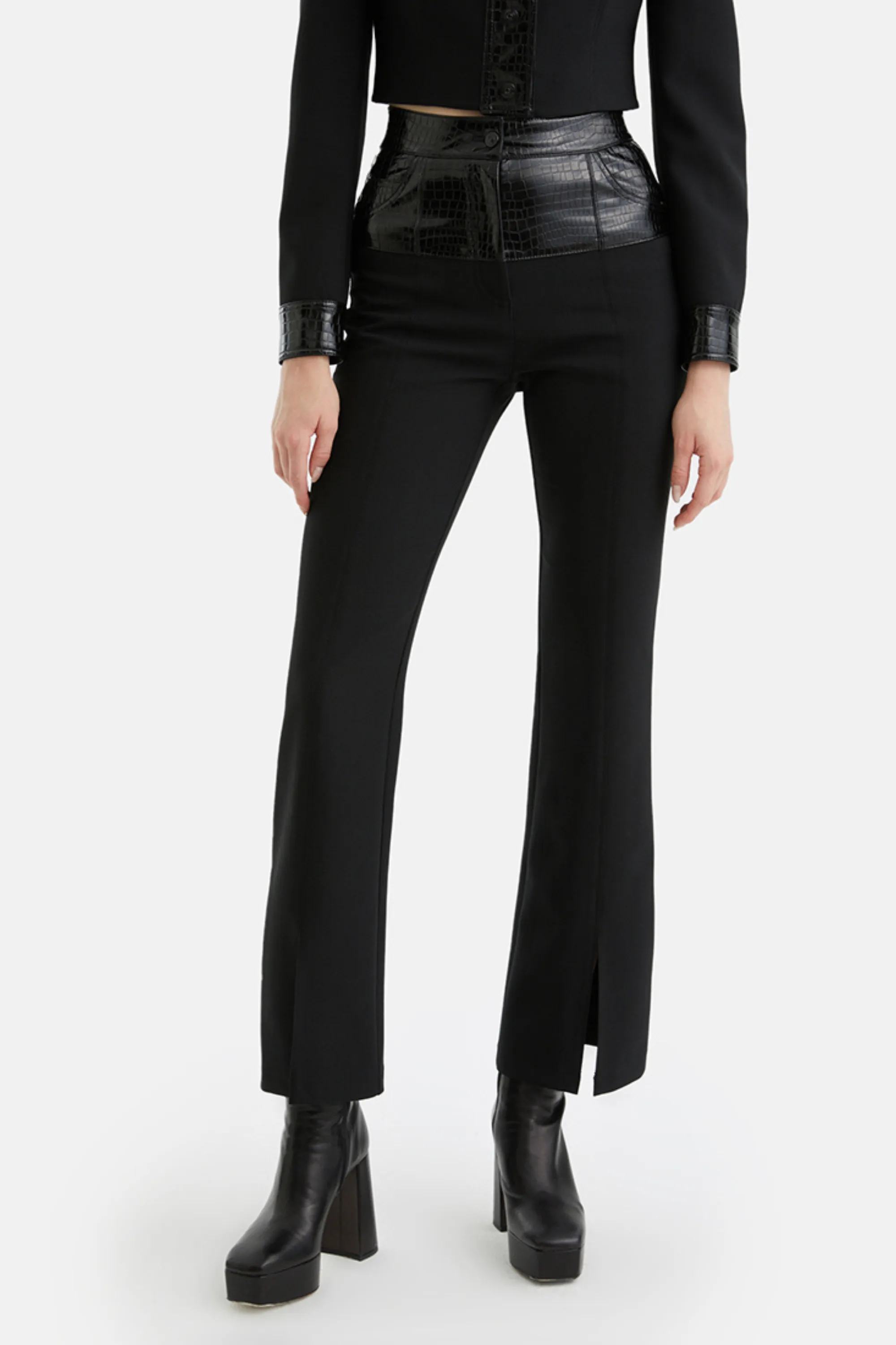 High-Waisted Slit Pants