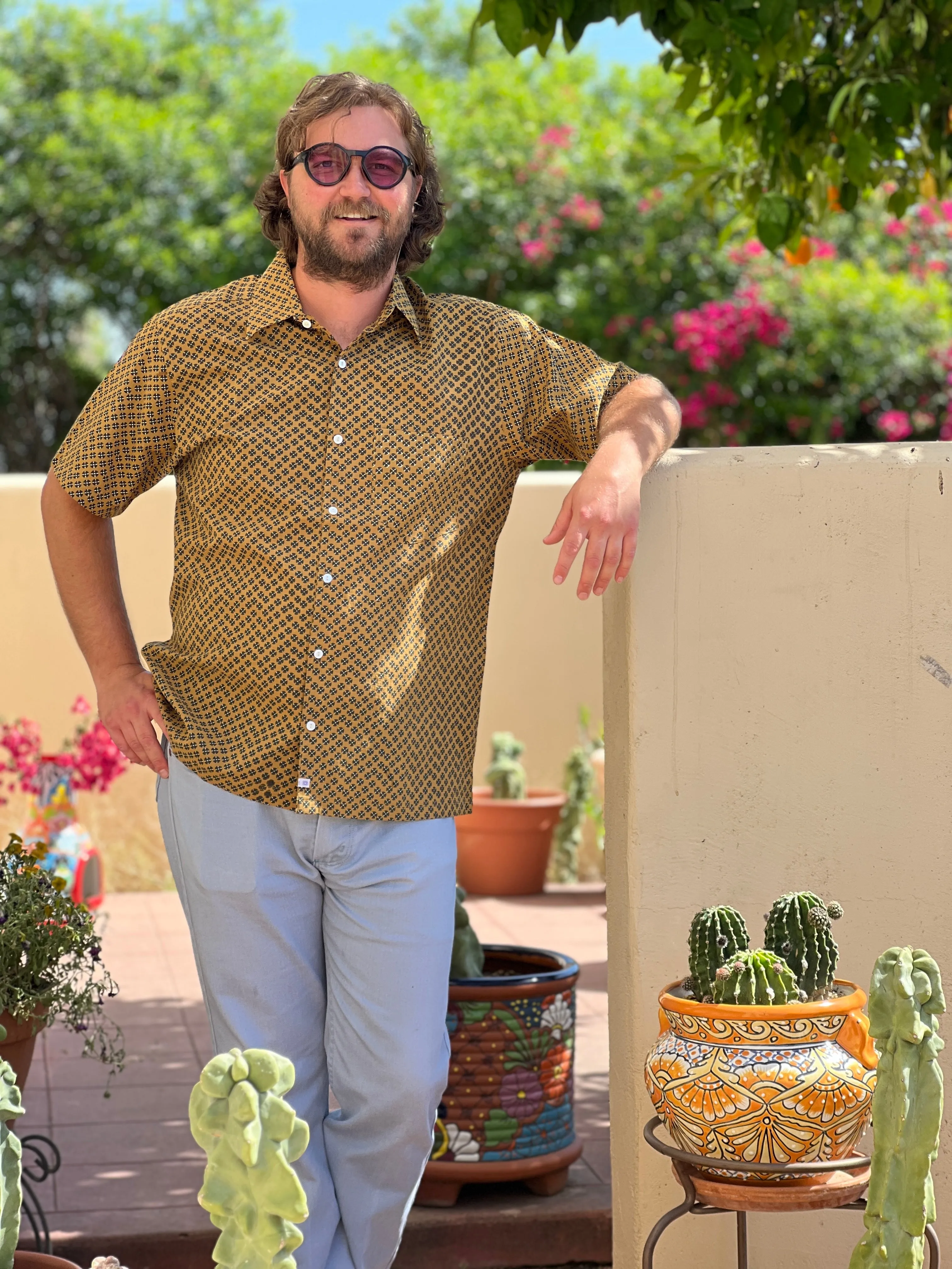 Jupiter Tan Men's Short Sleeved Shirt Natural Dyes