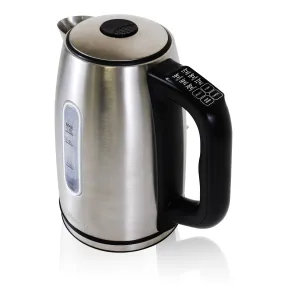 Kenmore 1.7L Cordless Electric Kettle w/ 6 Temperature Pre-Sets, Stainless Steel Teakettle w/ LED light, Auto Shut-Off, Keep Warm, Boil-Dry Protection, Silver