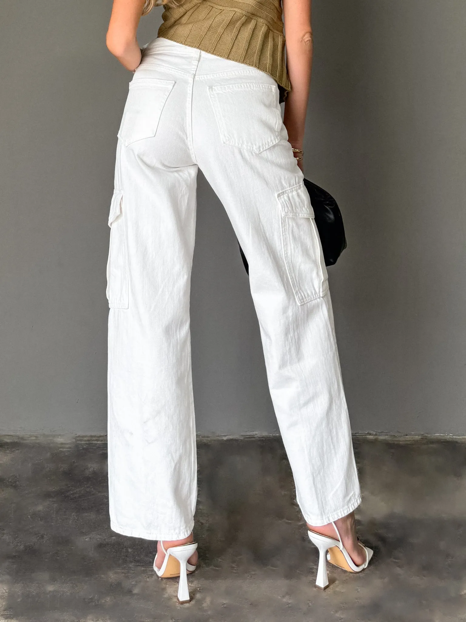 Let Loose Cargo Jeans in White