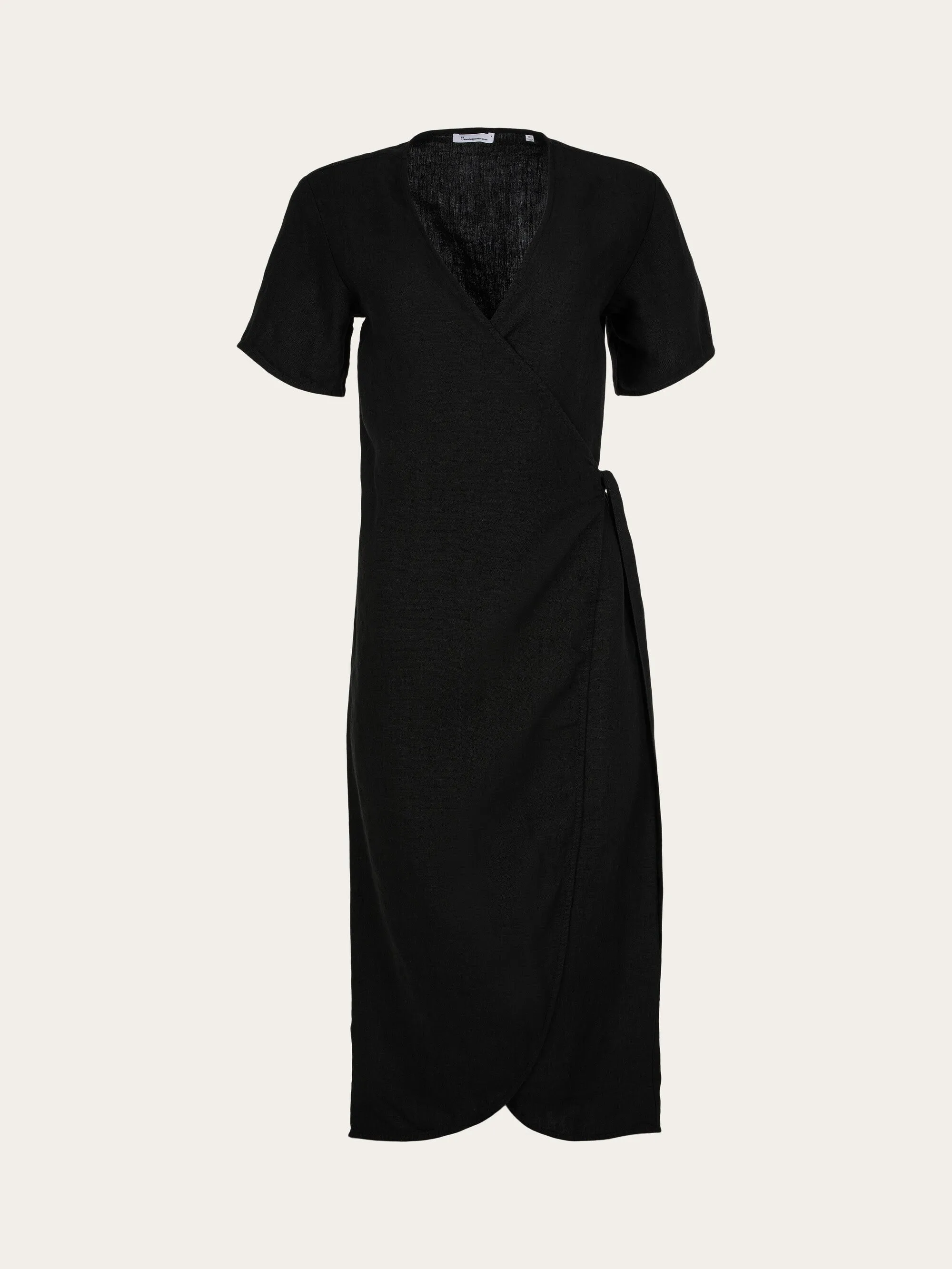 Linen short sleeved wrap dress - Black Jet