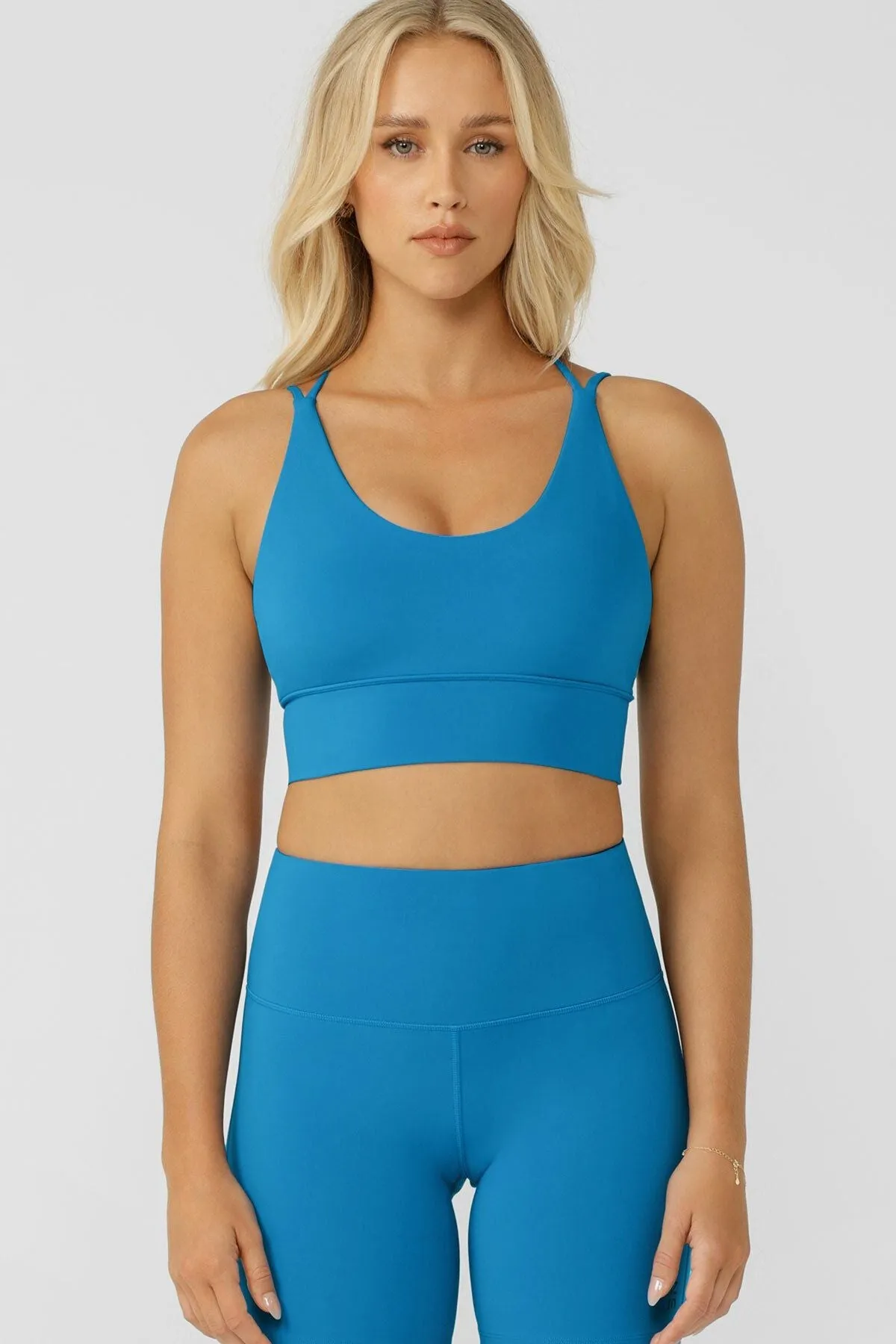 Lotus Longline Sports Bra | Cornflower