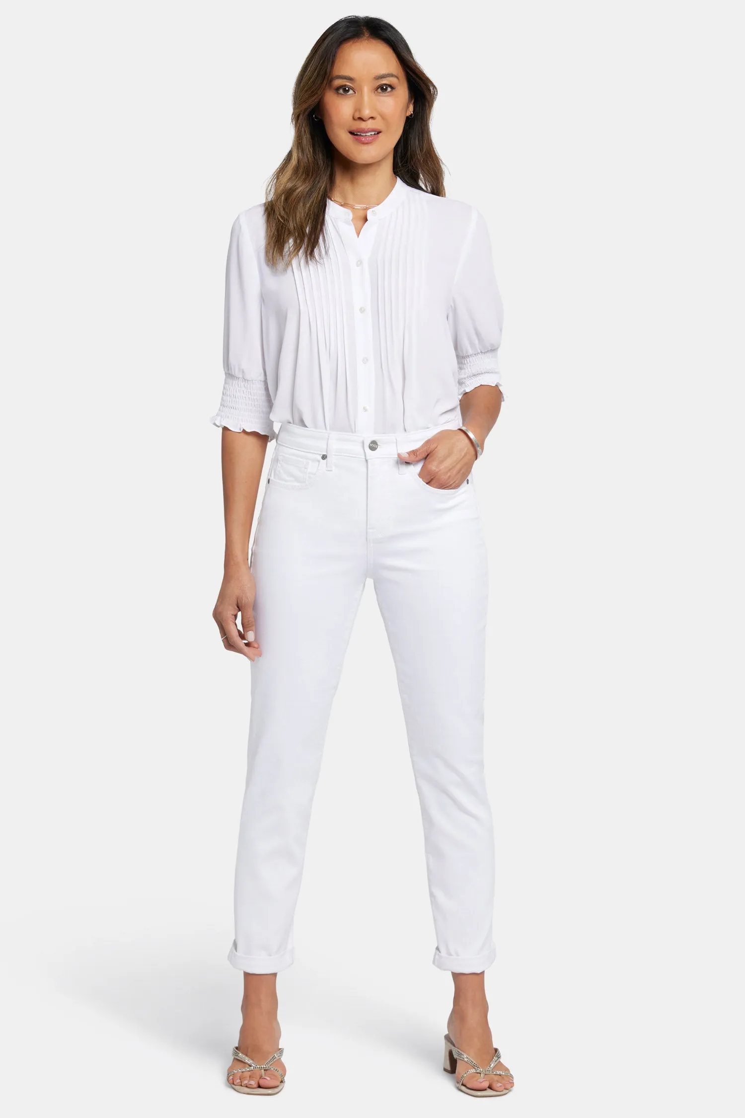 Margot Girlfriend Jeans In Petite - Optic White