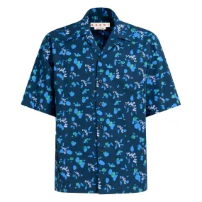 Marni Printed Short-Sleeved Bowling Shirt 'Blue'