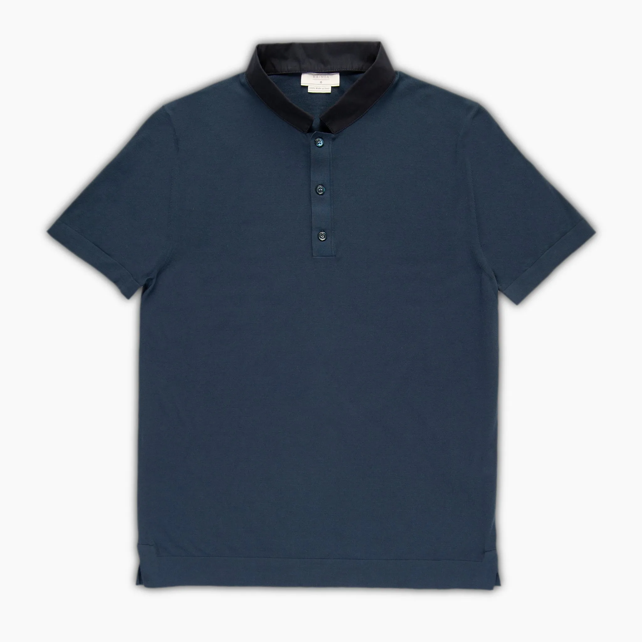 Martino short-sleeved knitted polo with KA/NOA shirt popeline collar