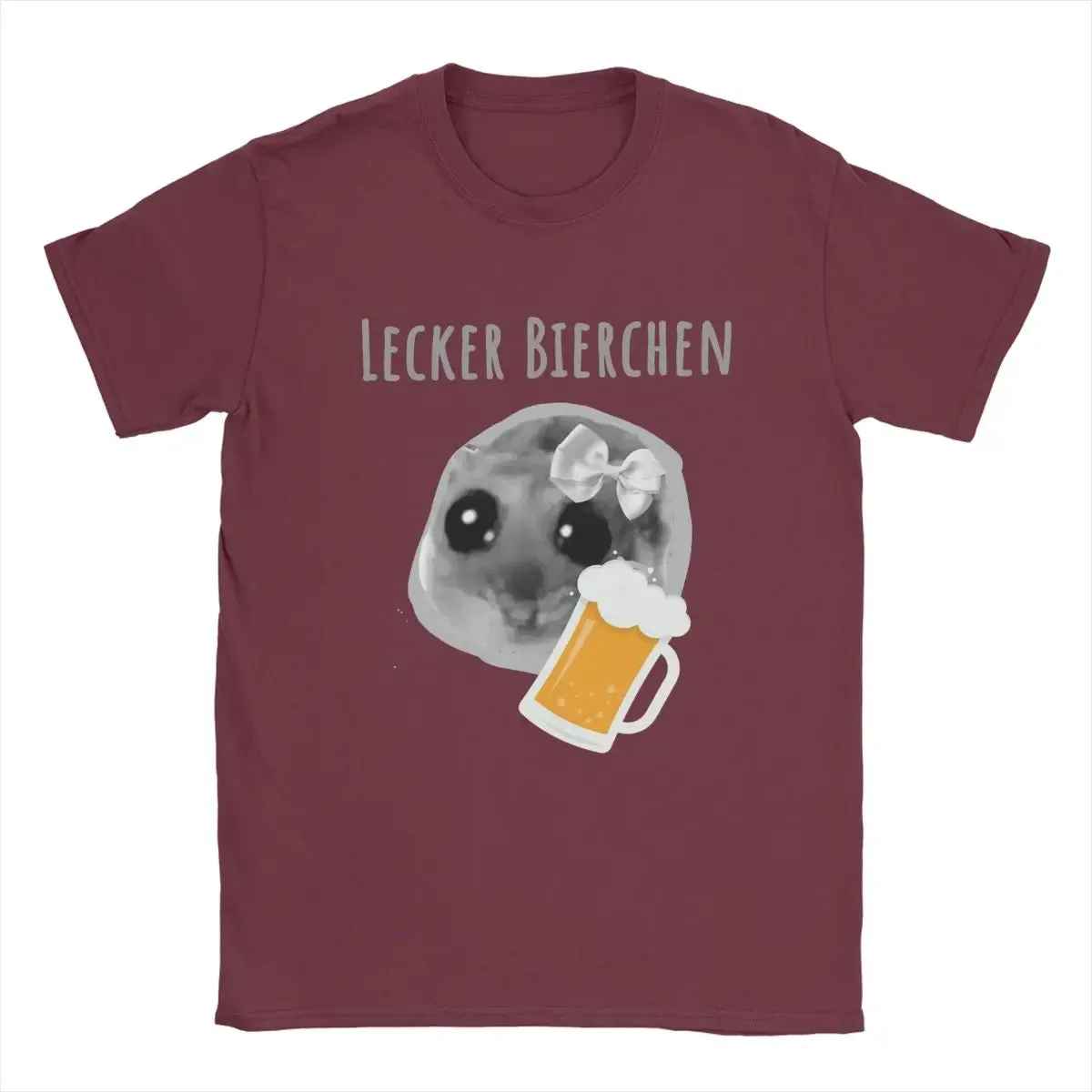 Men T-Shirts Delicious Beer Sad Hamster Funny Cotton Tees Short Sleeve Tiktoc Meme Humor Kawaii T Shirts Round Neck merchandise