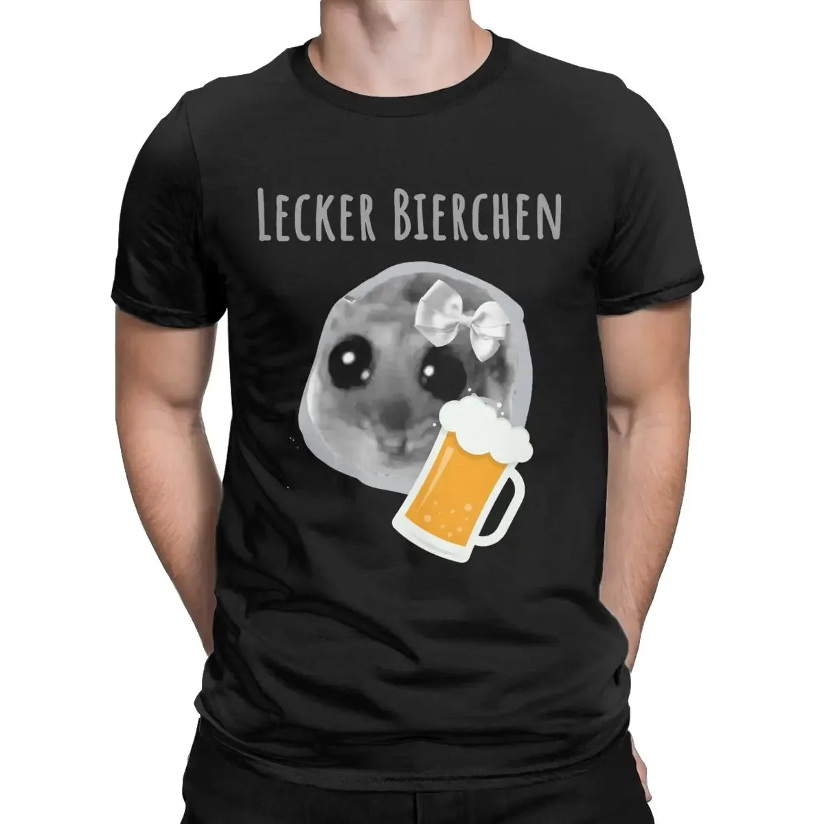 Men T-Shirts Delicious Beer Sad Hamster Funny Cotton Tees Short Sleeve Tiktoc Meme Humor Kawaii T Shirts Round Neck merchandise