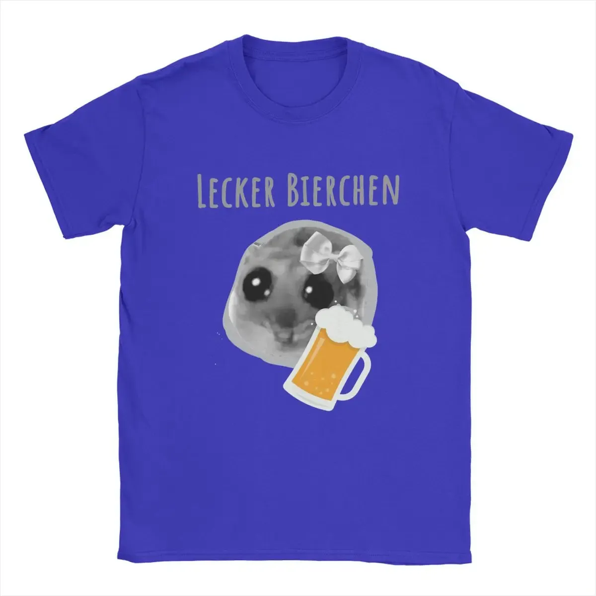 Men T-Shirts Delicious Beer Sad Hamster Funny Cotton Tees Short Sleeve Tiktoc Meme Humor Kawaii T Shirts Round Neck merchandise