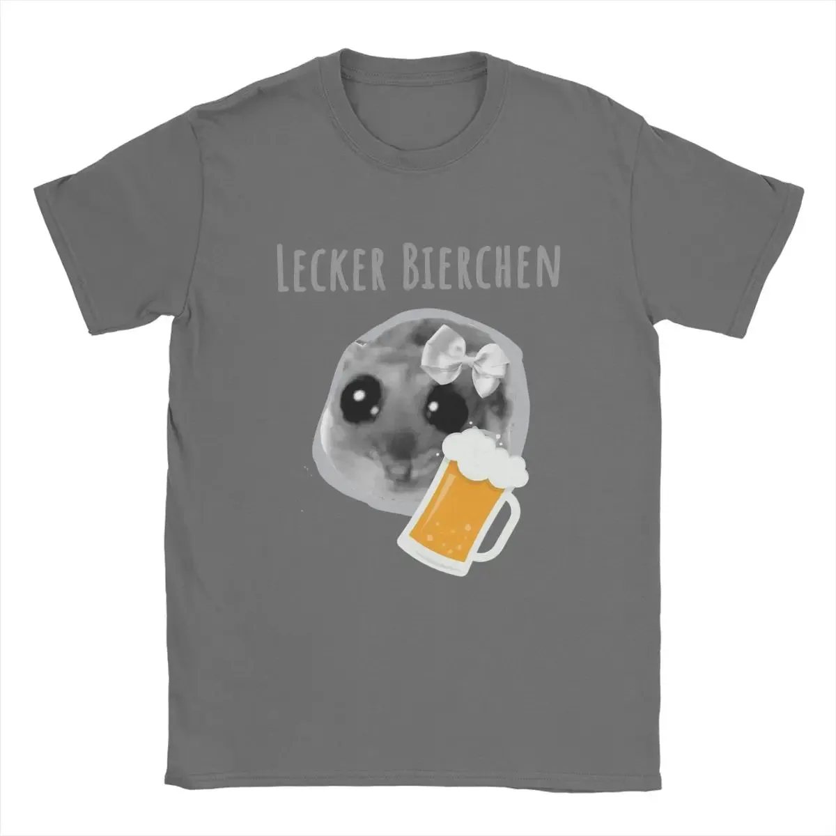 Men T-Shirts Delicious Beer Sad Hamster Funny Cotton Tees Short Sleeve Tiktoc Meme Humor Kawaii T Shirts Round Neck merchandise