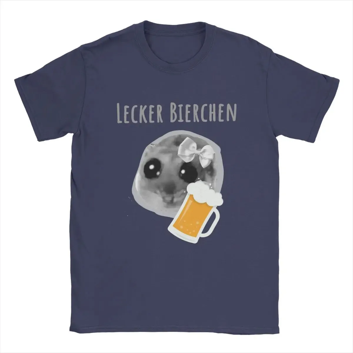 Men T-Shirts Delicious Beer Sad Hamster Funny Cotton Tees Short Sleeve Tiktoc Meme Humor Kawaii T Shirts Round Neck merchandise