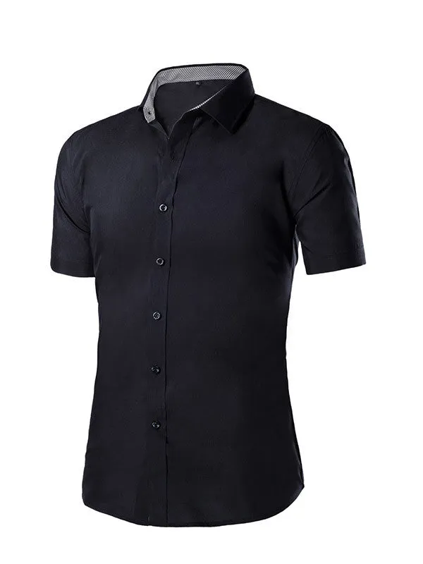 Men's Solid Color Short Sleeved Shirt