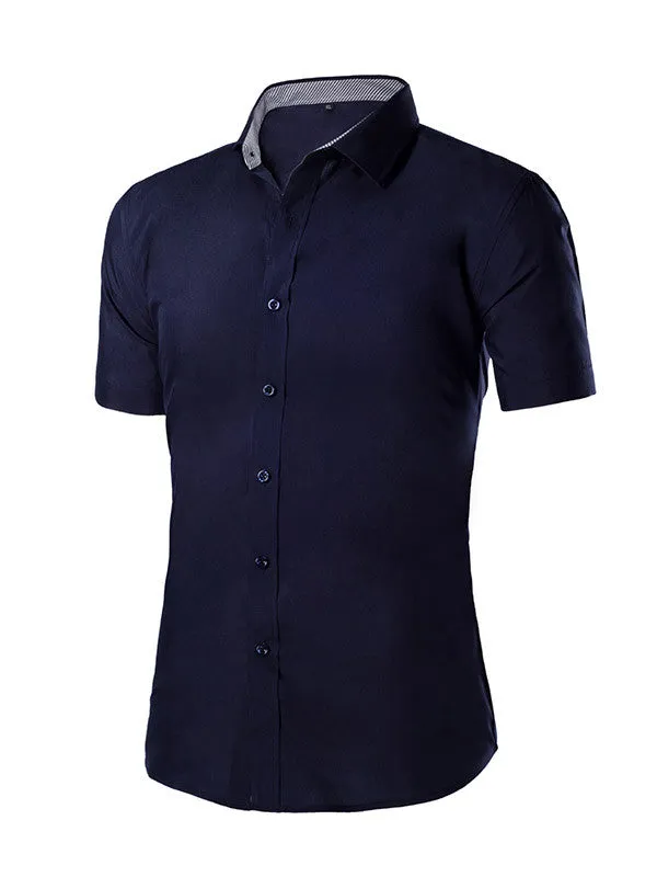 Men's Solid Color Short Sleeved Shirt