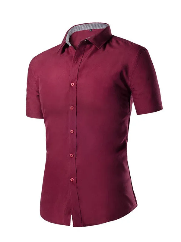 Men's Solid Color Short Sleeved Shirt